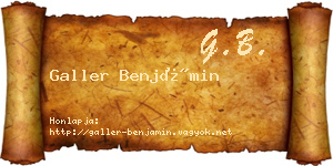 Galler Benjámin névjegykártya